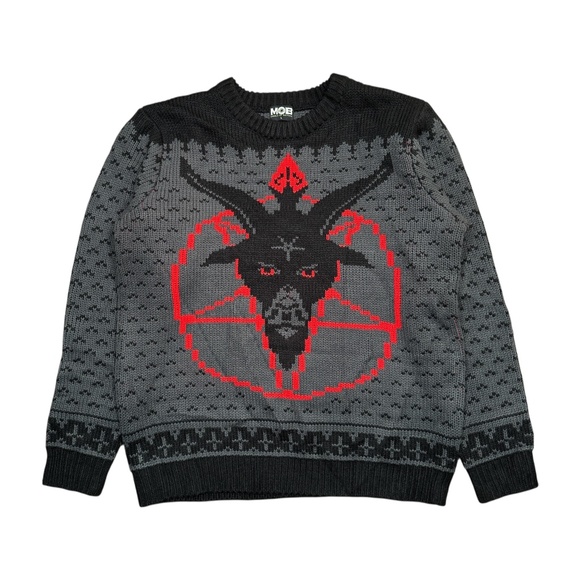 Middle of Beyond Baphomet Satan Ugly Christmas Xmas Sweater Mens Large - Picture 1 of 7